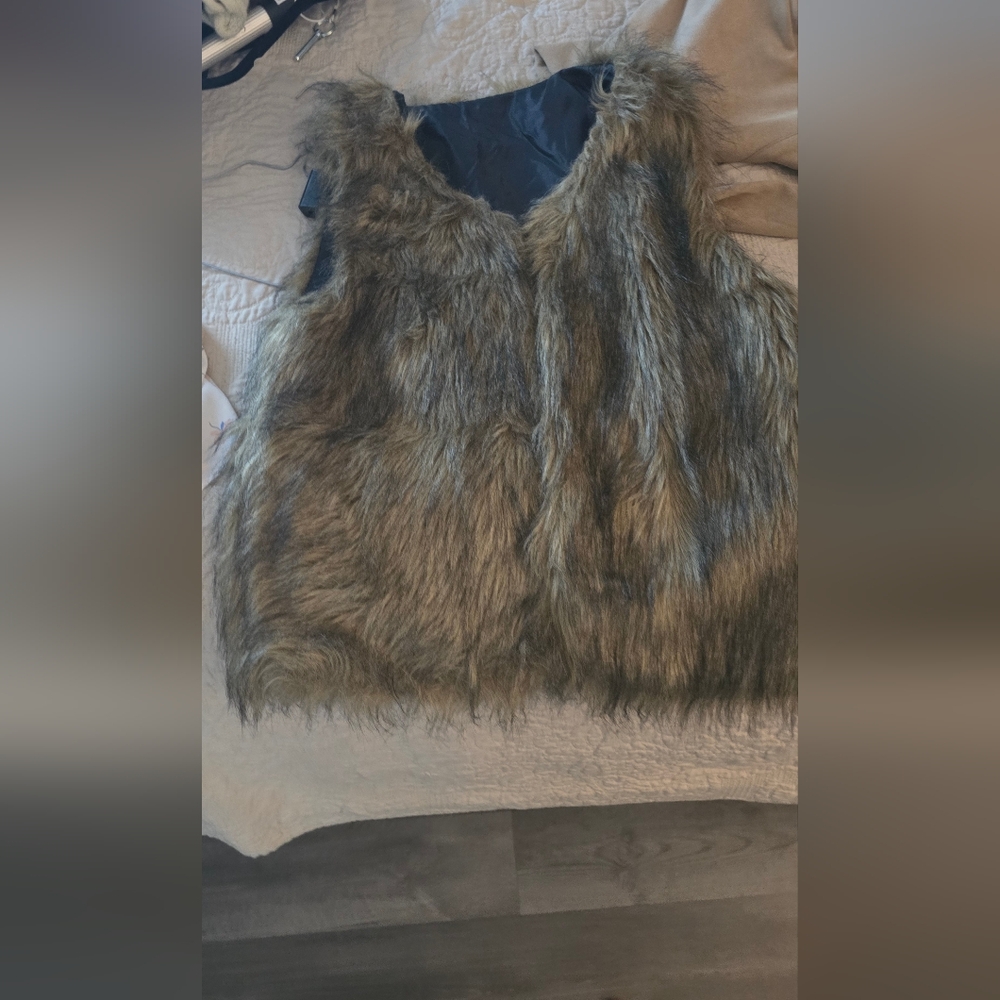 Faux Fur Vest in Brown and Black